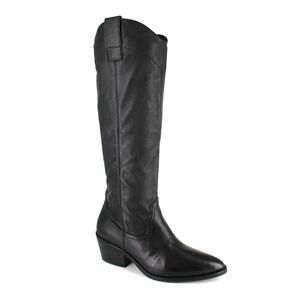 ARTISAN Womens Black Alivia Almond Toe Block Heel Leather Western Boot 8.5 M